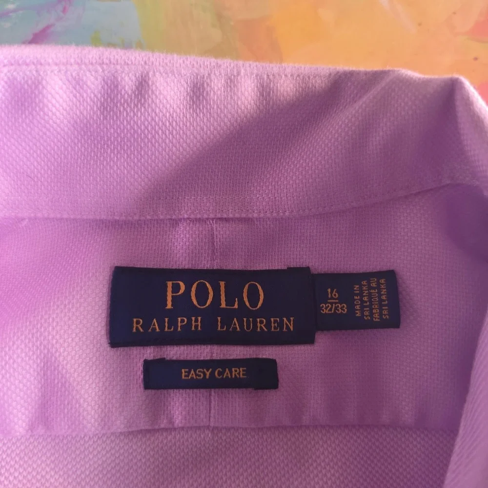 Polo Ralph Lauren Mens Purple Easy Care Button Down Dress Shirt 16 32/33